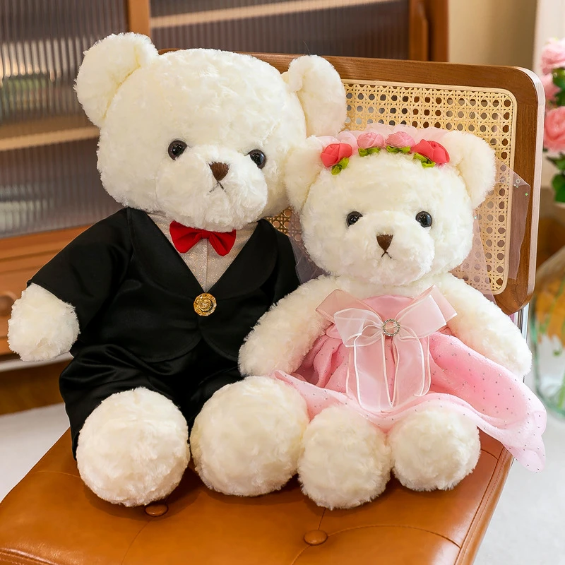 结婚压床可爱小熊毛绒玩偶情侣一对喜庆婚纱娃娃一对婚庆压床娃娃
