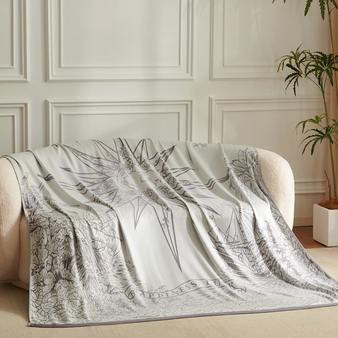 POCKET PIG/布袋猪【北极星】多功能竹纤维午睡色织提花沙发毯盖毯