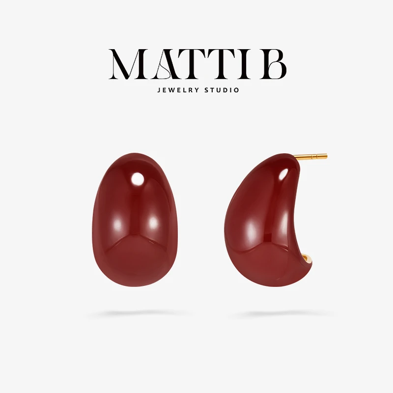 铜合金珐琅耳饰 超显白高级感气质新爆款时尚百搭红色耳钉女2093