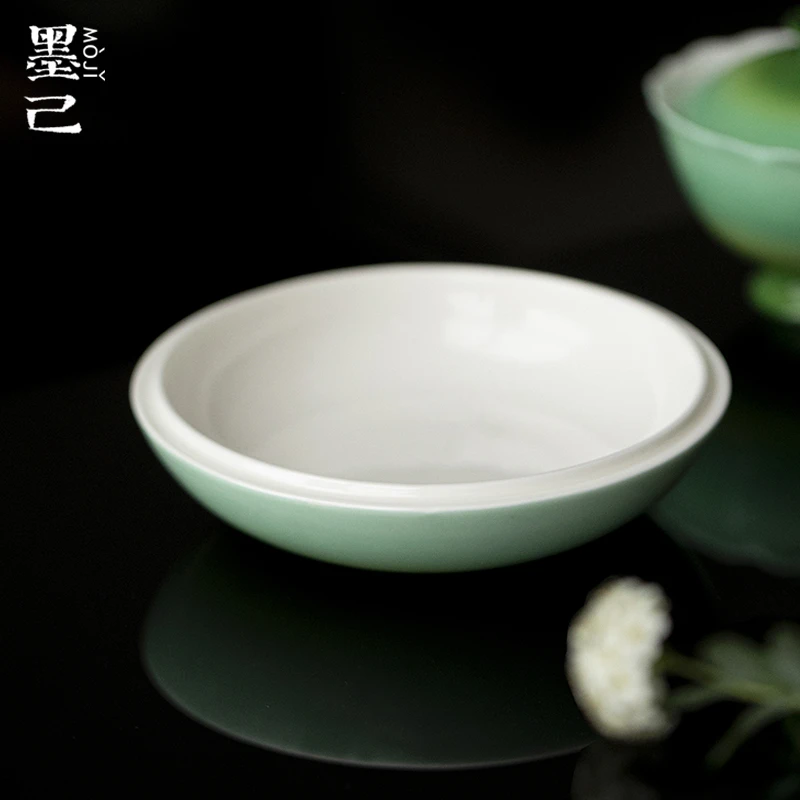 墨己醒春集翡绿陶瓷壶承功夫茶具配件圆形茶点盘瓜果盘干泡壶承