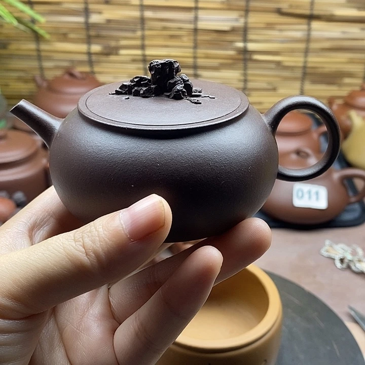 茶壶紫砂原矿老紫泥太湖石 砚石紫砂壶