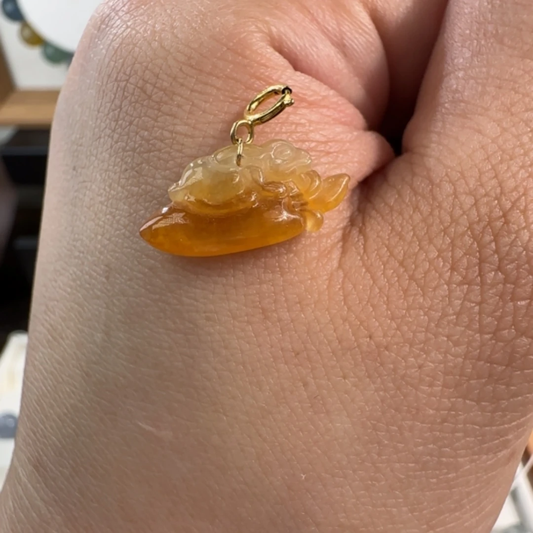 翡翠18K金镶嵌吊坠(不含链)翡翠18k吊坠