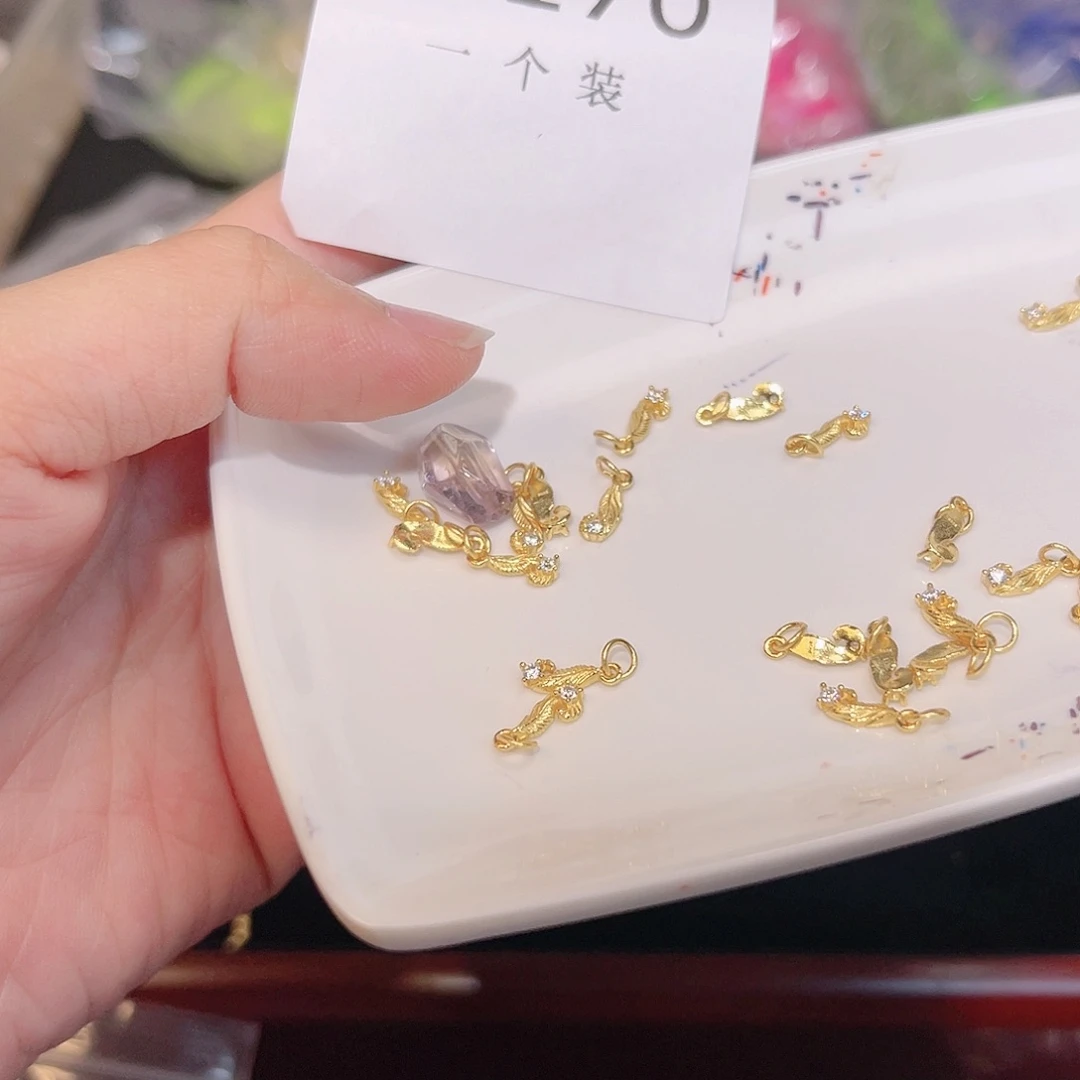 水晶珠宝半成品银S925镀金镶嵌170