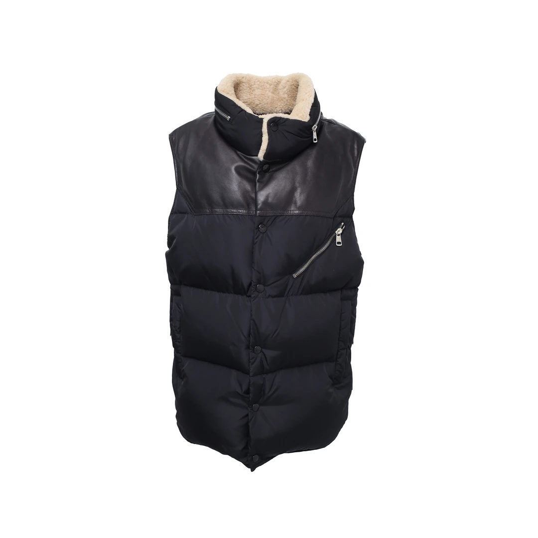 99新 MONCLER 汤/P215359116/羽绒 牛皮革 蒙口马甲外套