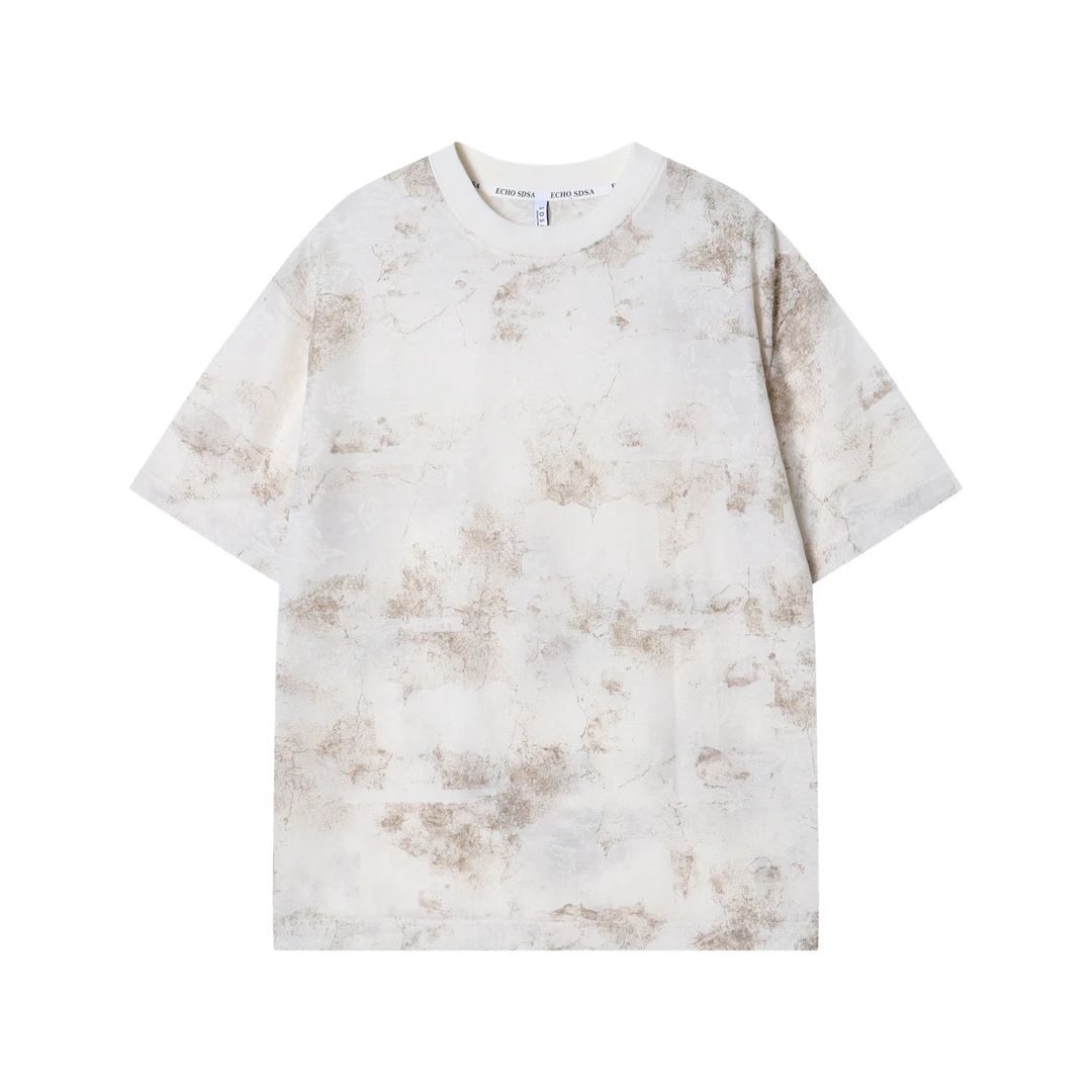 T1209夏季潮流新款扎染印花男女同款上衣宽松休闲短袖时尚百搭T恤