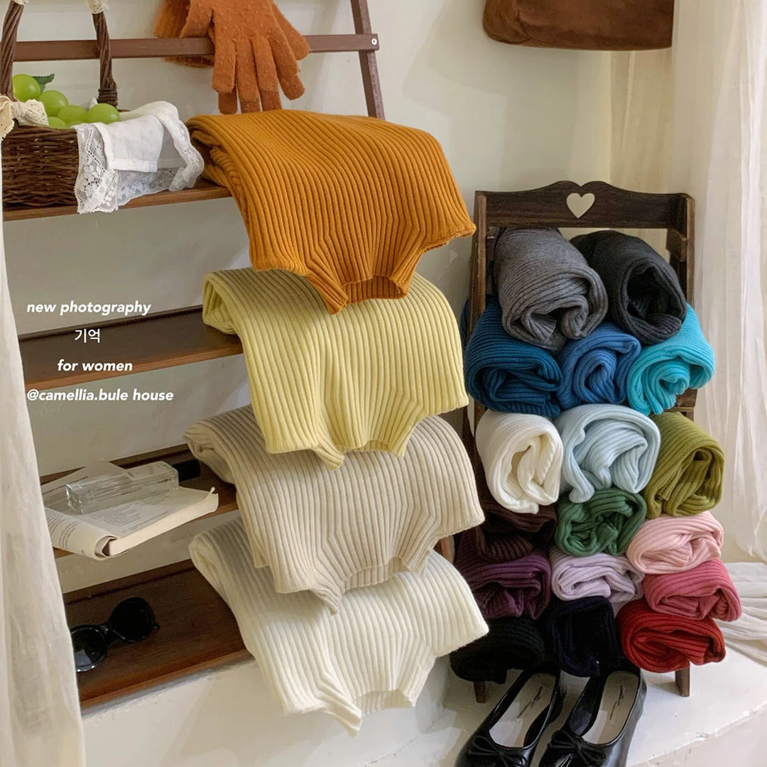 宝藏内搭~半高领坑条加厚长袖针织衫女冬季洋气修身套头打底上衣