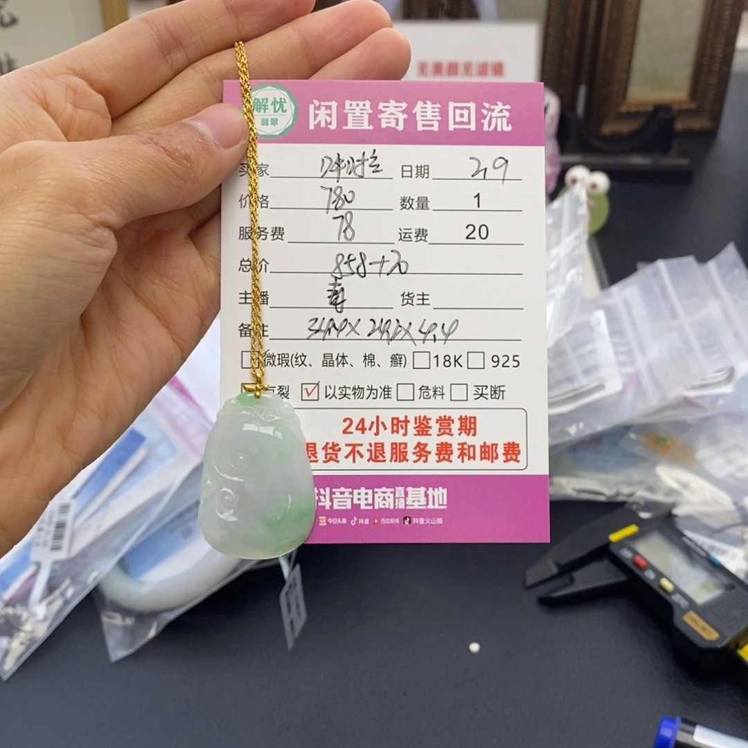 翡翠颈饰18K金镶嵌呼**啦