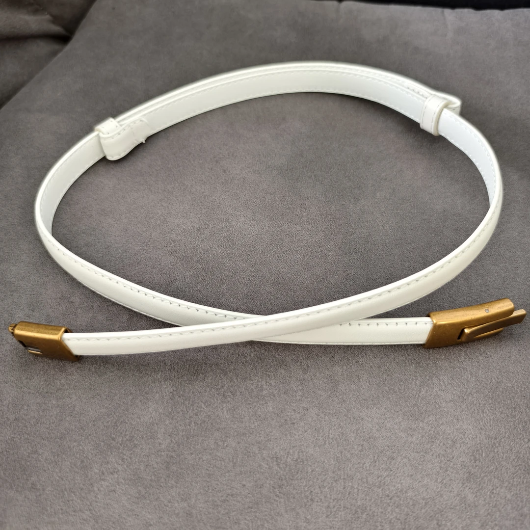 【橙庐】1012哑光牛皮搭扣女士腰带 气质白色时尚百搭双面简约法式