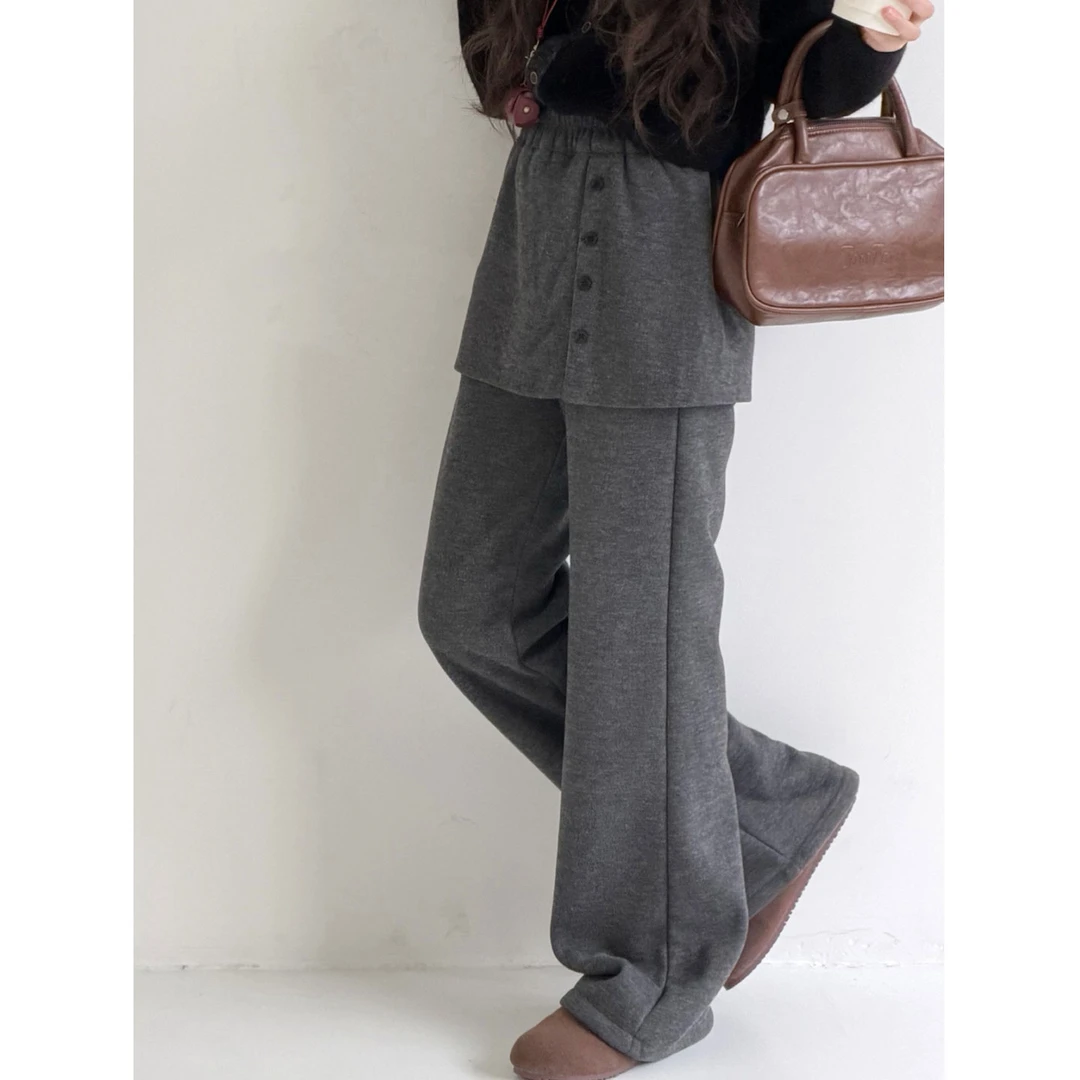 K30288孙小美带屁帘女童垂感直筒裤2025新款秋冬加绒加厚儿童裤子