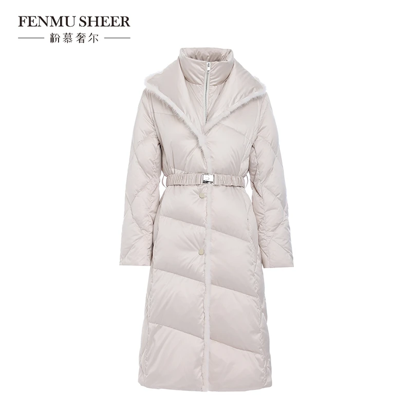【丽公主专属】粉慕奢尔『漫天风雪』白鹅绒水貂毛绗缝羽绒外套Y7020