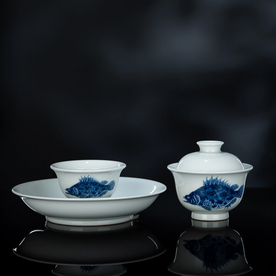 景陶院 鳜鱼套组 紫砂杯家用茶周边