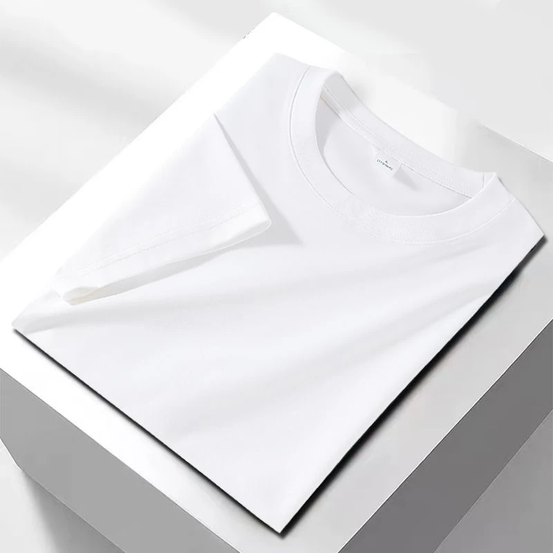 高端丝光棉短袖T恤男女液氨t恤百搭重磅圆领夏季半袖宽松纯色体恤