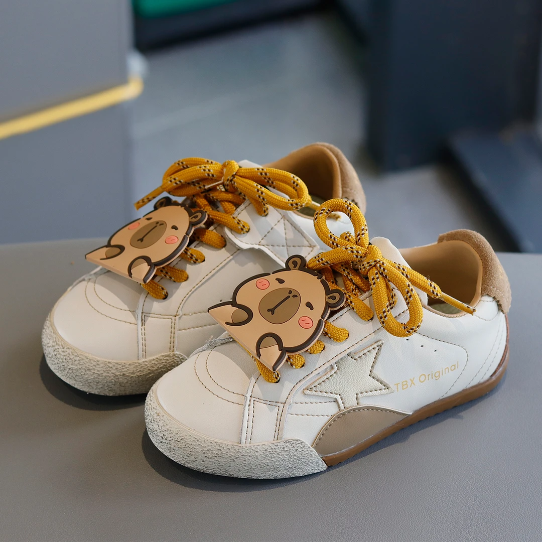 儿童运动鞋卡皮巴拉童鞋2025新款透气鞋男童女童板鞋小孩真皮球鞋