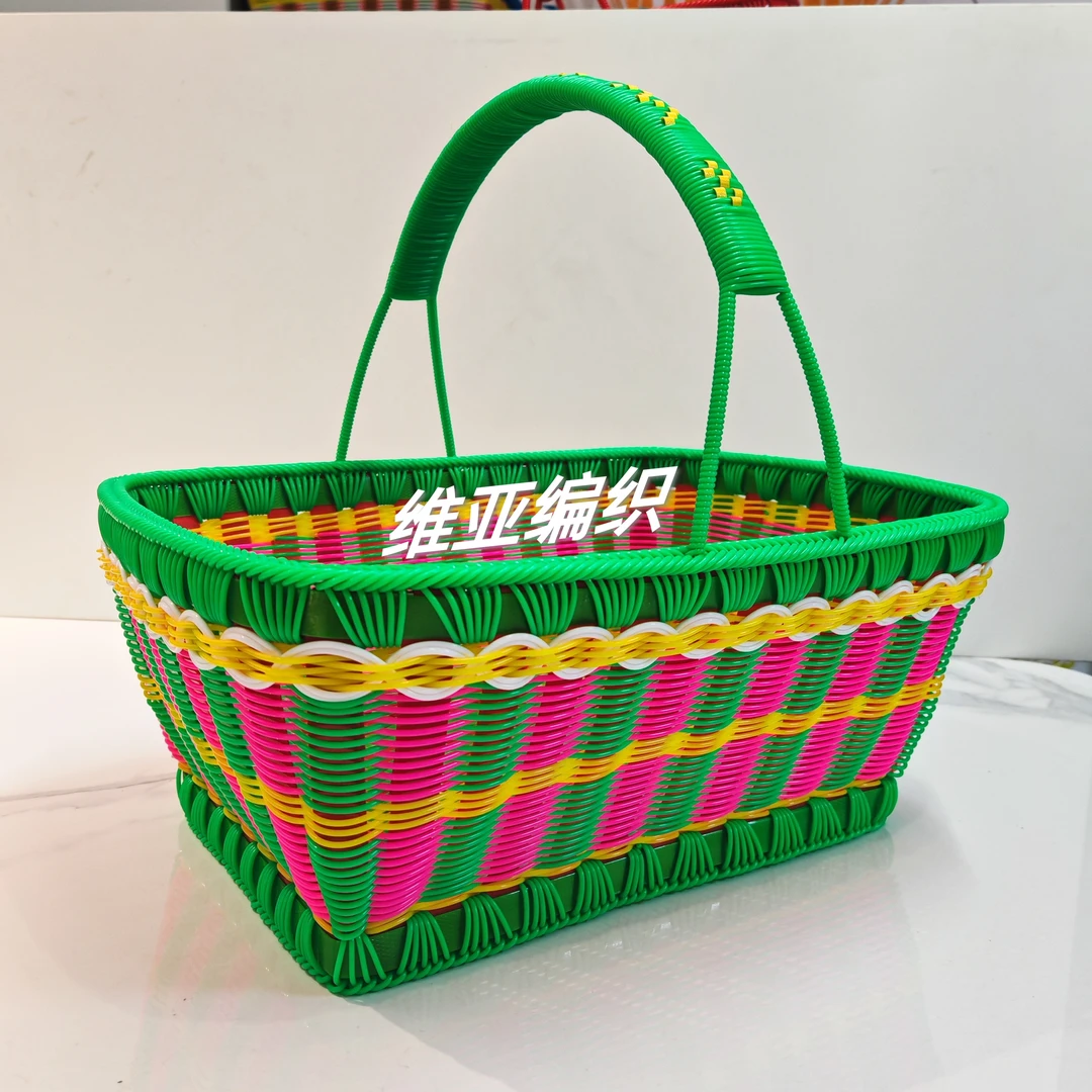 维亚编织 藤条编织 纯手工制作成品 民间手艺 长方形菜篮子