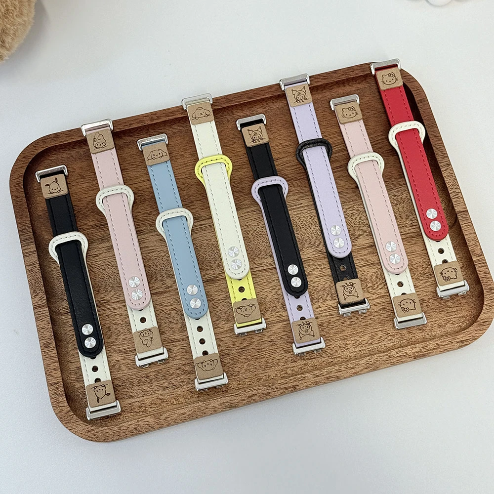 适用华为手环10库洛米双钉表带8/9NFC皮质高颜值kt猫女腕带手表带