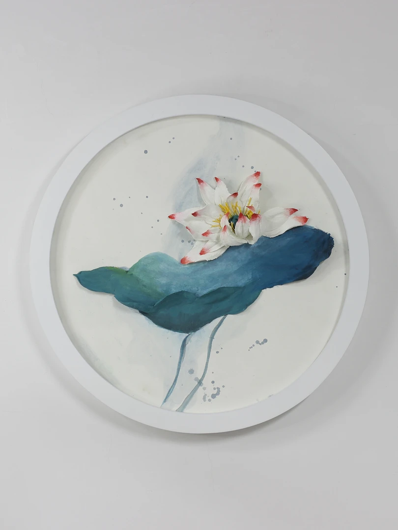 浮雕画荷花直径33厘米（手工作品不支持7天无理由退换货）