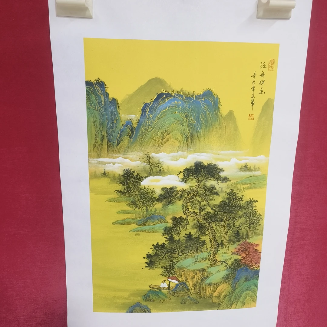 李文军老师四尺三开山水作品