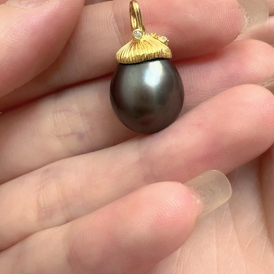 海水珍珠颈饰银S925镀金镶嵌