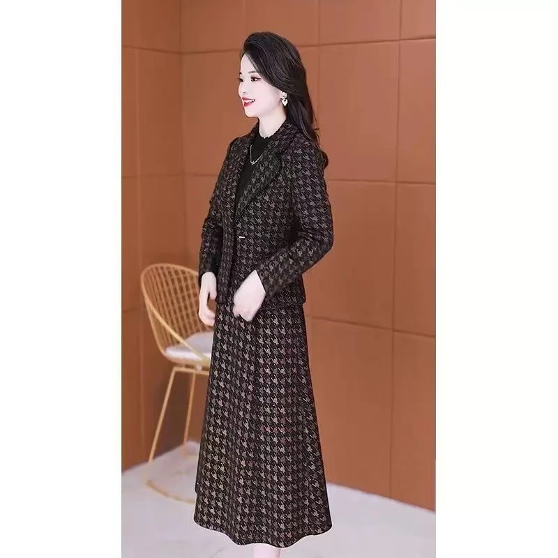 千鸟格小西装修身显瘦两件套1005