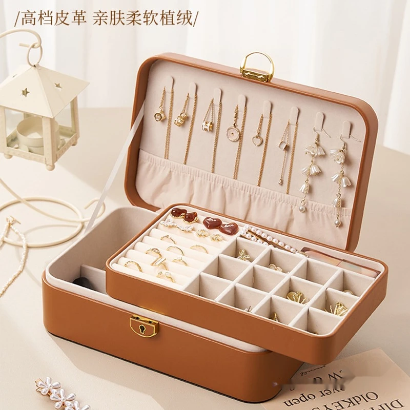 欧式首饰盒带锁多层饰品盒大容量耳环戒指手镯项链珠宝收纳盒2025