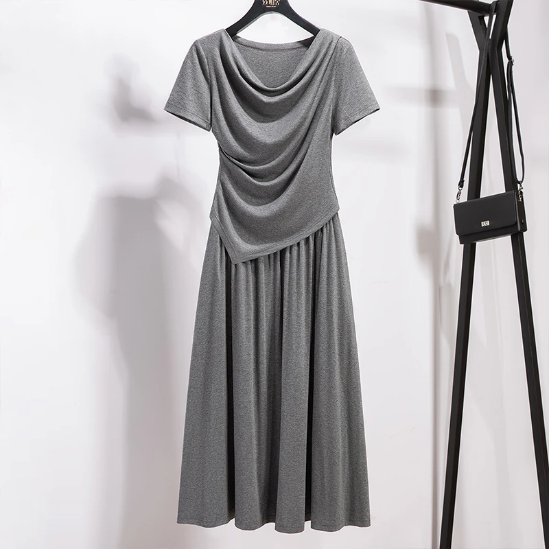 丝柏舍2025夏季新款女短袖上衣搭半身裙两件套时尚套装S52R1904N