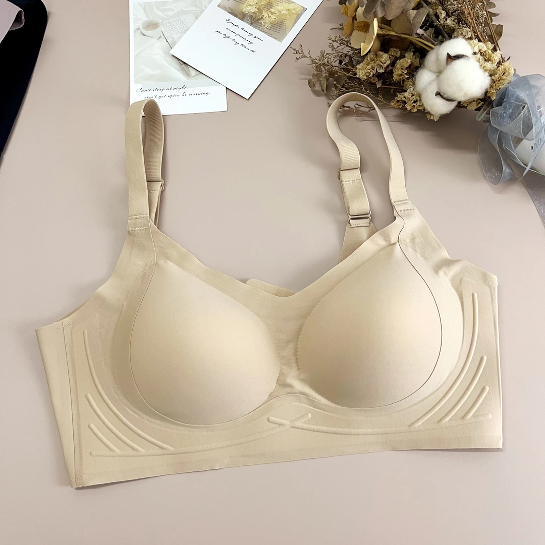 全固定粉底液色排口大显小舒适乳胶薄垫收副乳防下垂大码文胸全杯