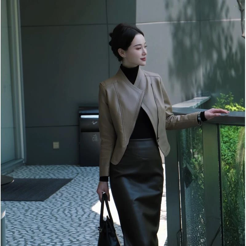 海宁真皮皮衣夹克外套女短款（绵羊皮）LFR-243#