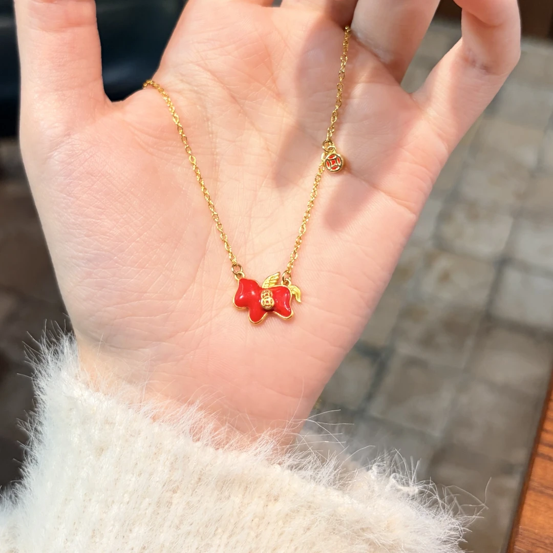 柯柒 钛钢项链 金色小飞马项链女轻奢小众气质设计百搭高级锁骨链