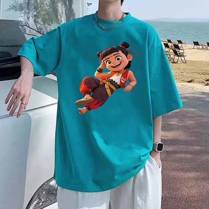 纯棉短袖T恤夏季休闲卡通半袖男女春夏设计感小众宽松大码上衣服
