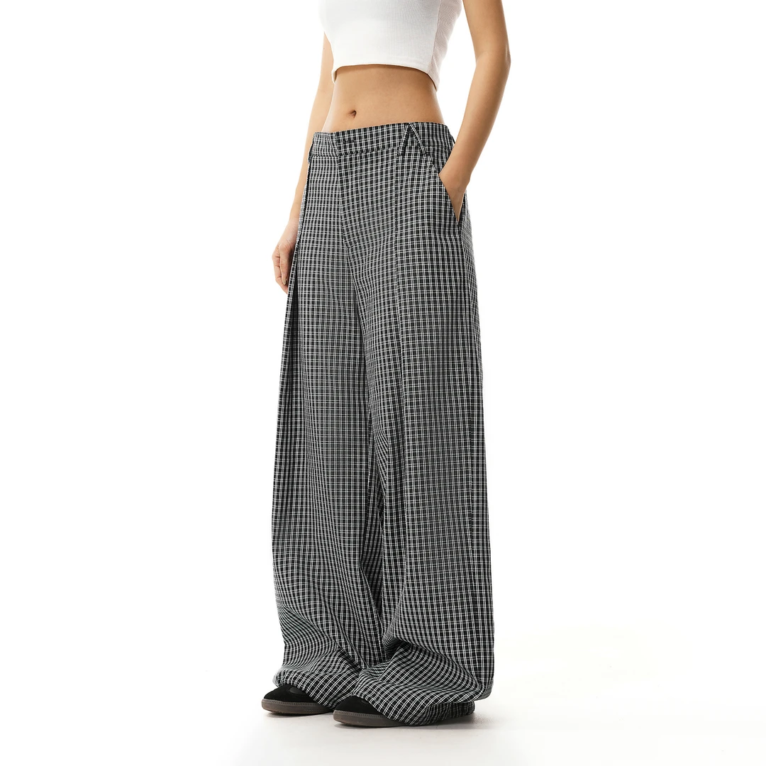 FDR官方店 美式复古格子廓形长裤男女夏季宽松阔腿休闲裤
