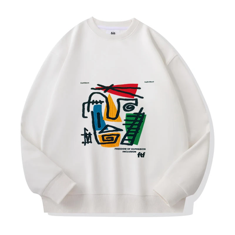 X903#-04  个性印花500克新款奥代尔银狐绒圆领纯色男卫衣