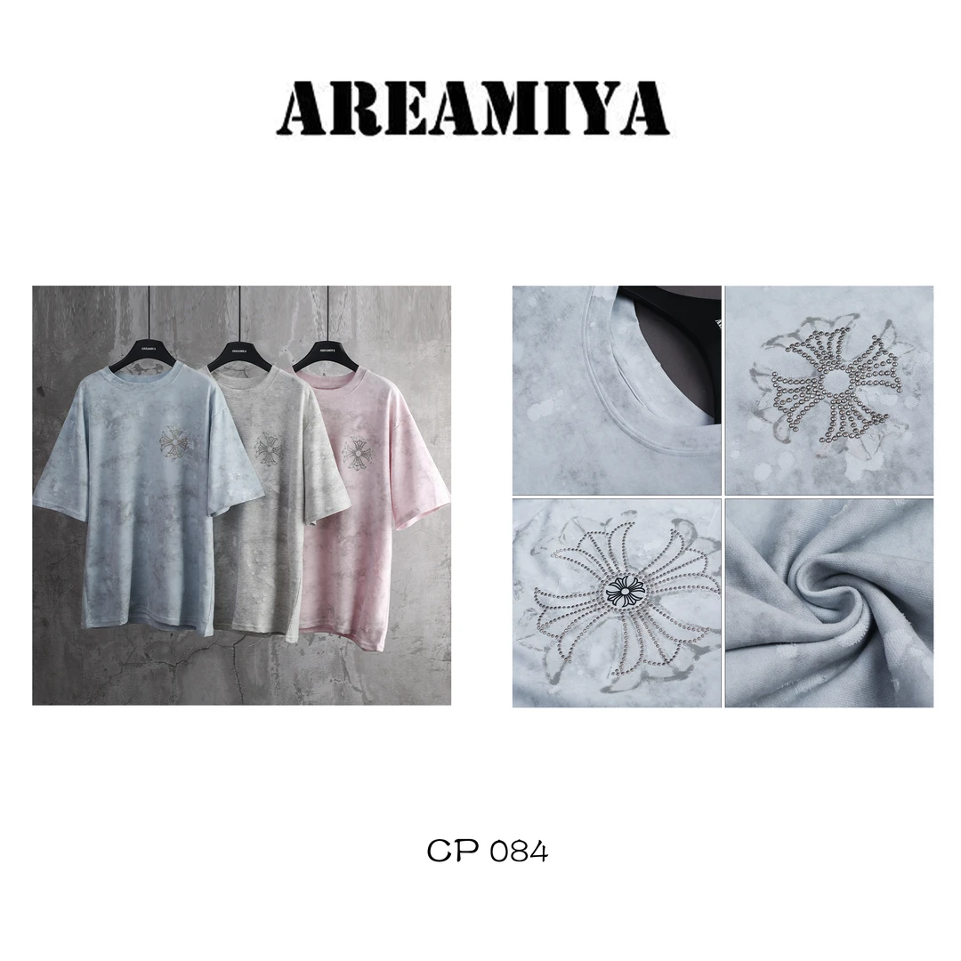 重工做旧晕染烫钻短袖CP084