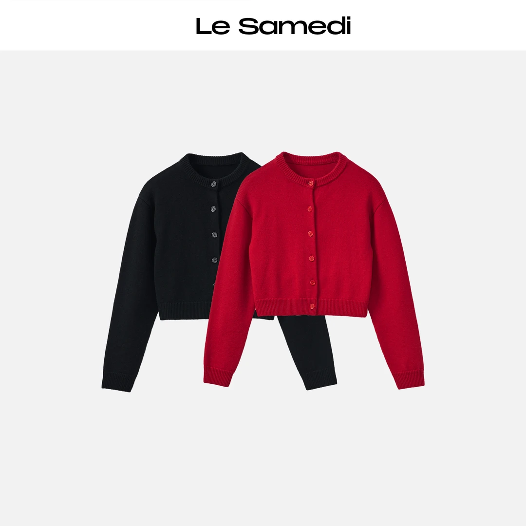 Le Samedi 设计师精选【原素舒适圈】直白开衫 四股30支荃毛开衫