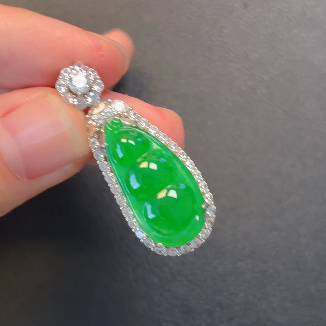 翡翠银S925镶嵌吊坠(不含链)