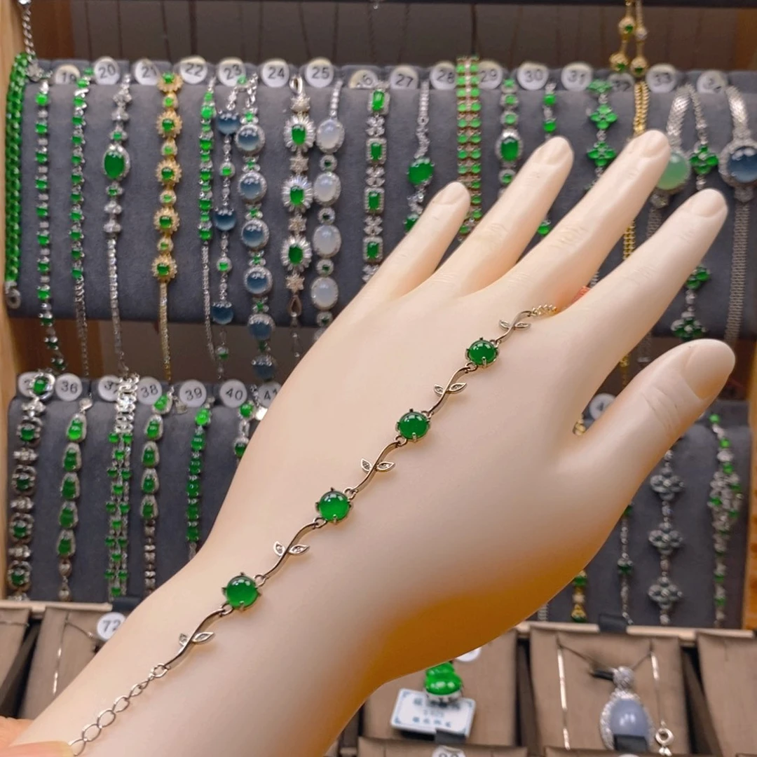 颈饰银S925镶嵌翡翠翡翠手链