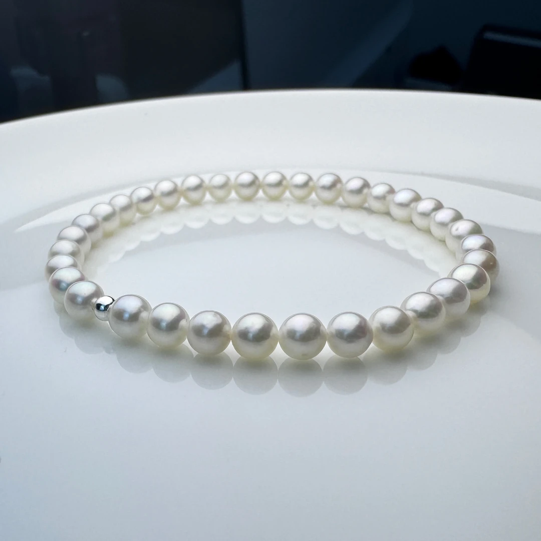 【星月】5mm正圆无暇淡水Ak珍珠s925银珠子时尚高级