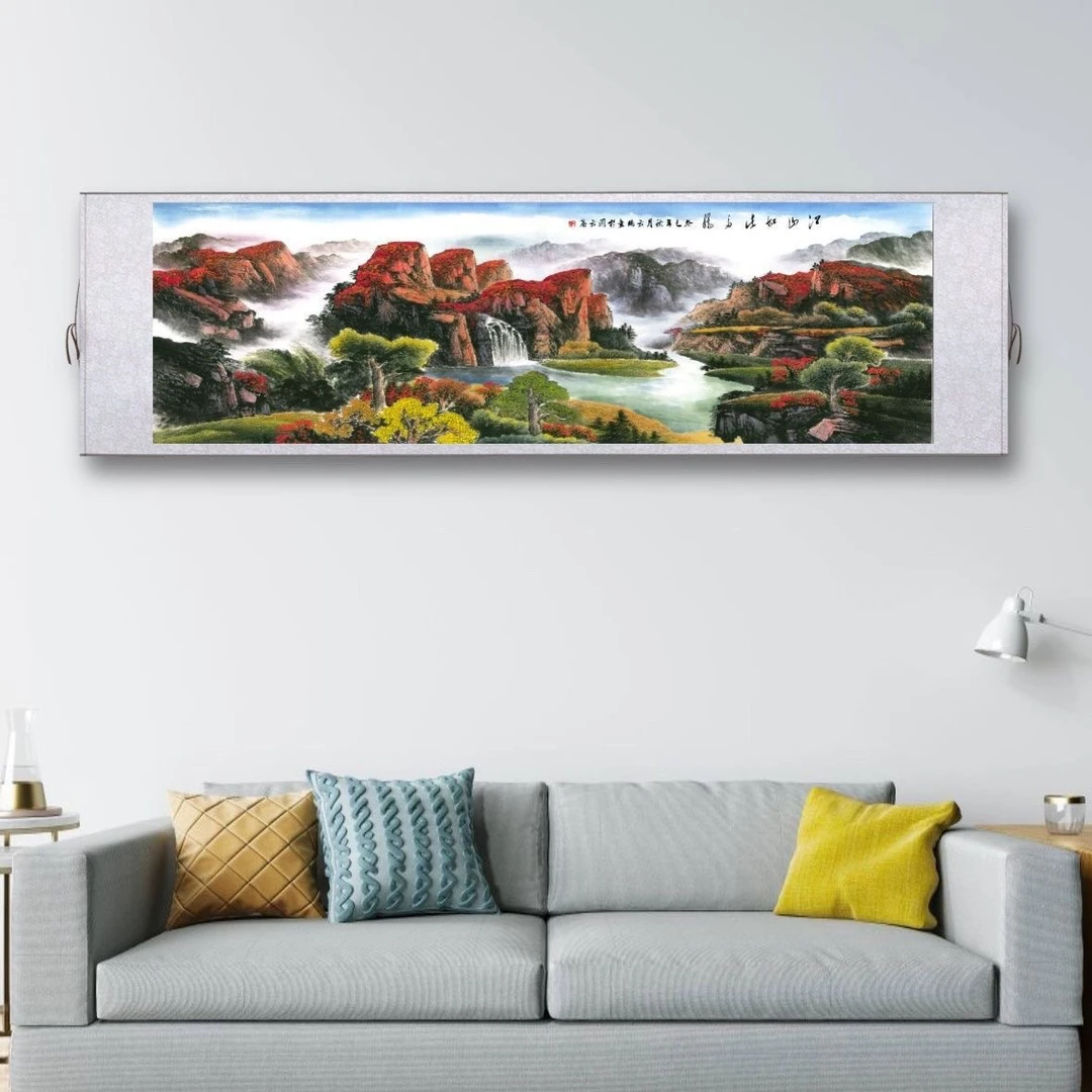 【国画山水】260-80江山如此多娇名画山水卷轴挂画装饰客厅