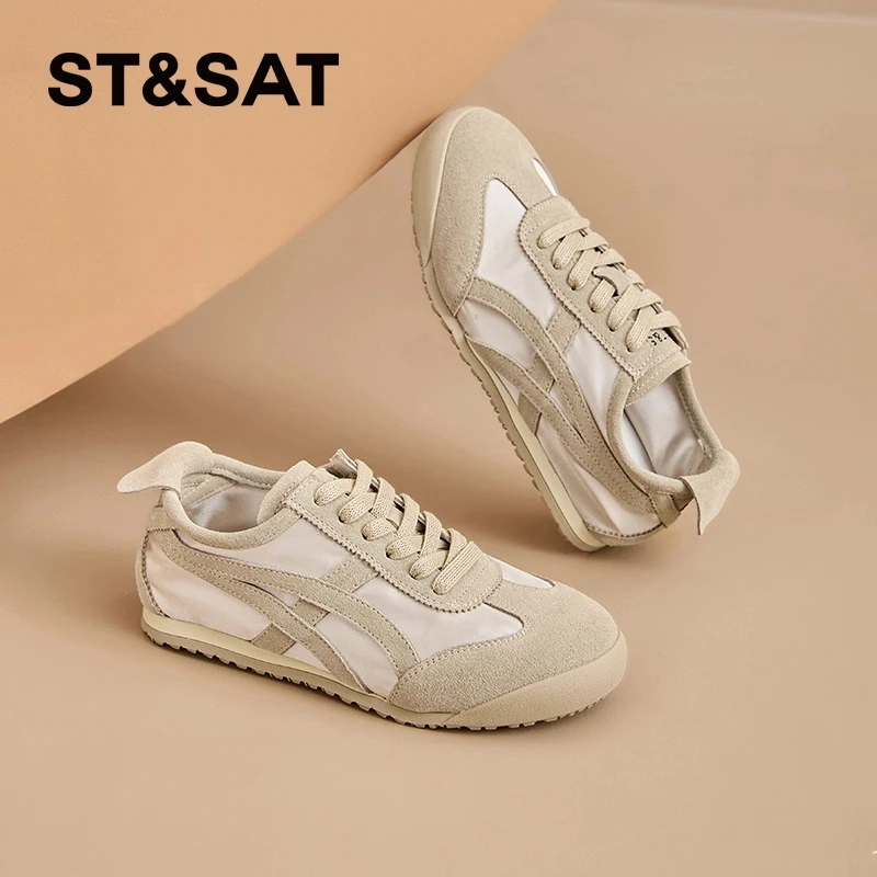 星期六拼色德训鞋女2025春季新款时尚舒适百搭软底休闲阿甘鞋板鞋