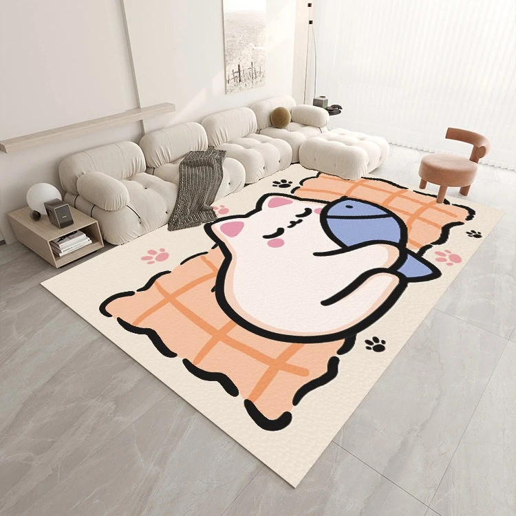 可爱卡通动物客厅大尺寸地毯茶几沙发防水防滑地垫免洗可擦皮革垫