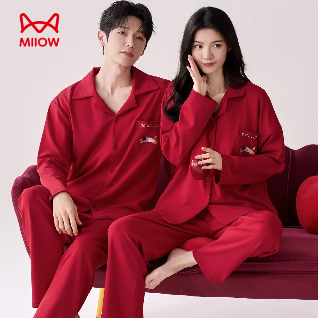 猫人红色睡衣情侣新婚纯棉长袖结婚本命年2025新款家居服套装秋冬