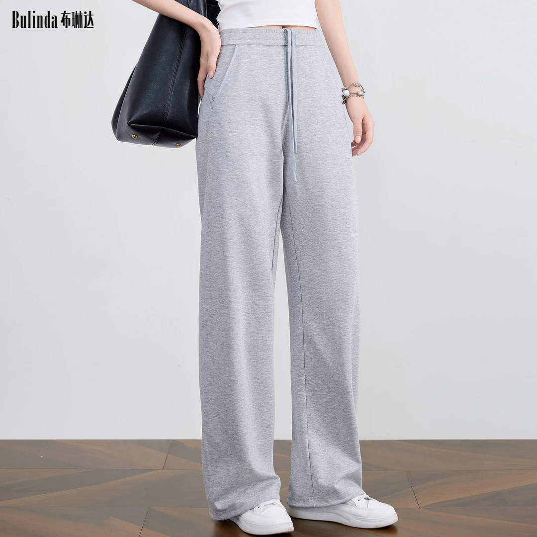 布琳达灰色香蕉裤女夏季薄款休闲运动卫裤凉感阔腿长裤宽松镰刀裤