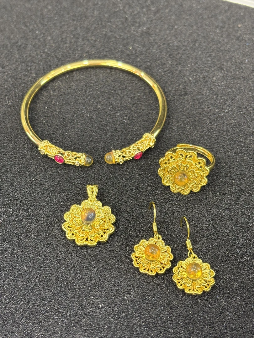 【小米专属】宫廷风精美蓝珀合金镶嵌套装赠链【YBA23+BBA19】