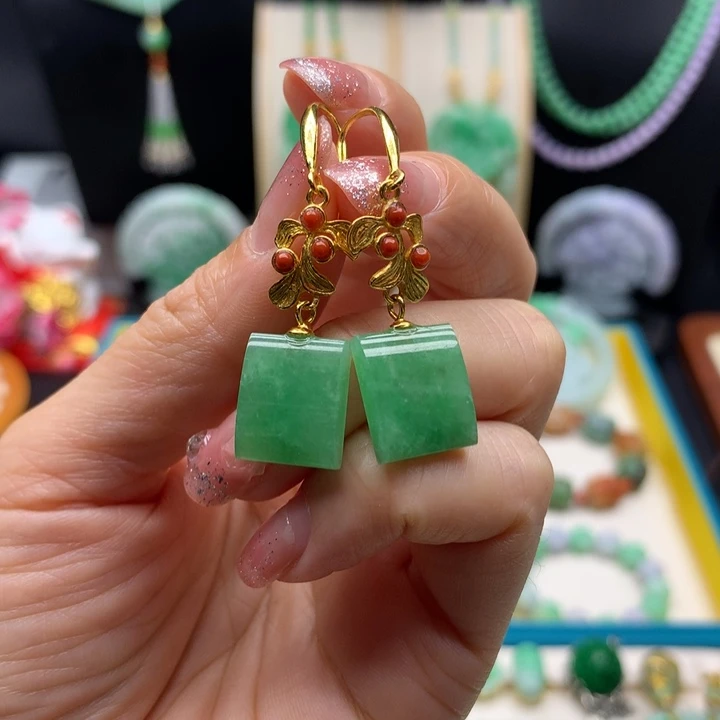 翡翠未镶嵌耳饰翡翠耳环