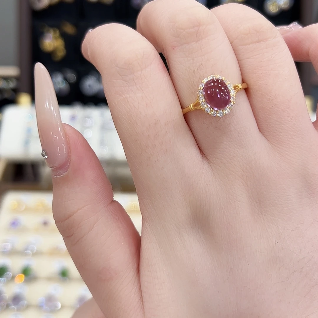 元***子银S925镶嵌戒指水晶