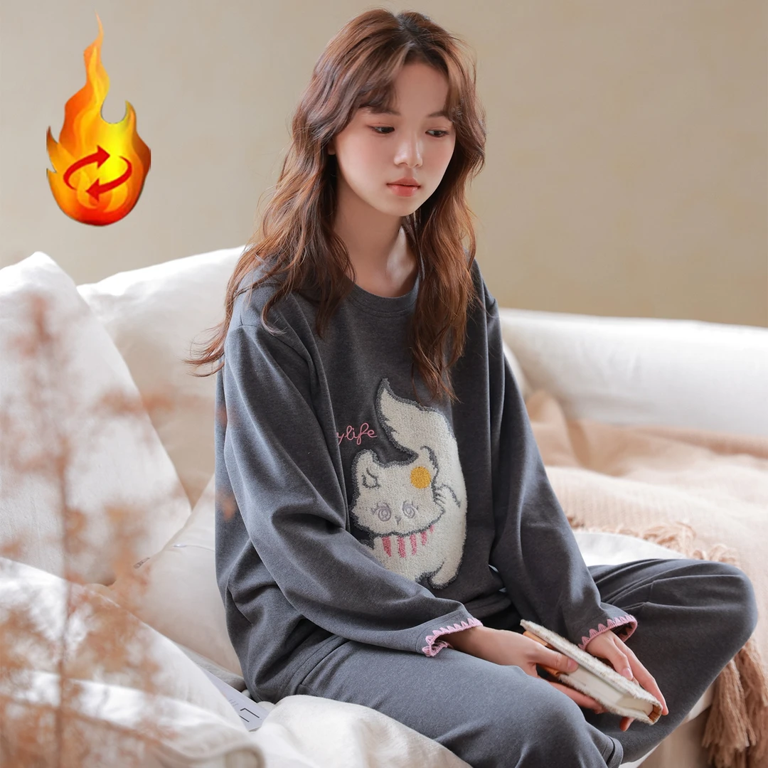 42321睡衣女冬季新款爆款羊毛绒长袖长裤休闲可外穿家居服套装