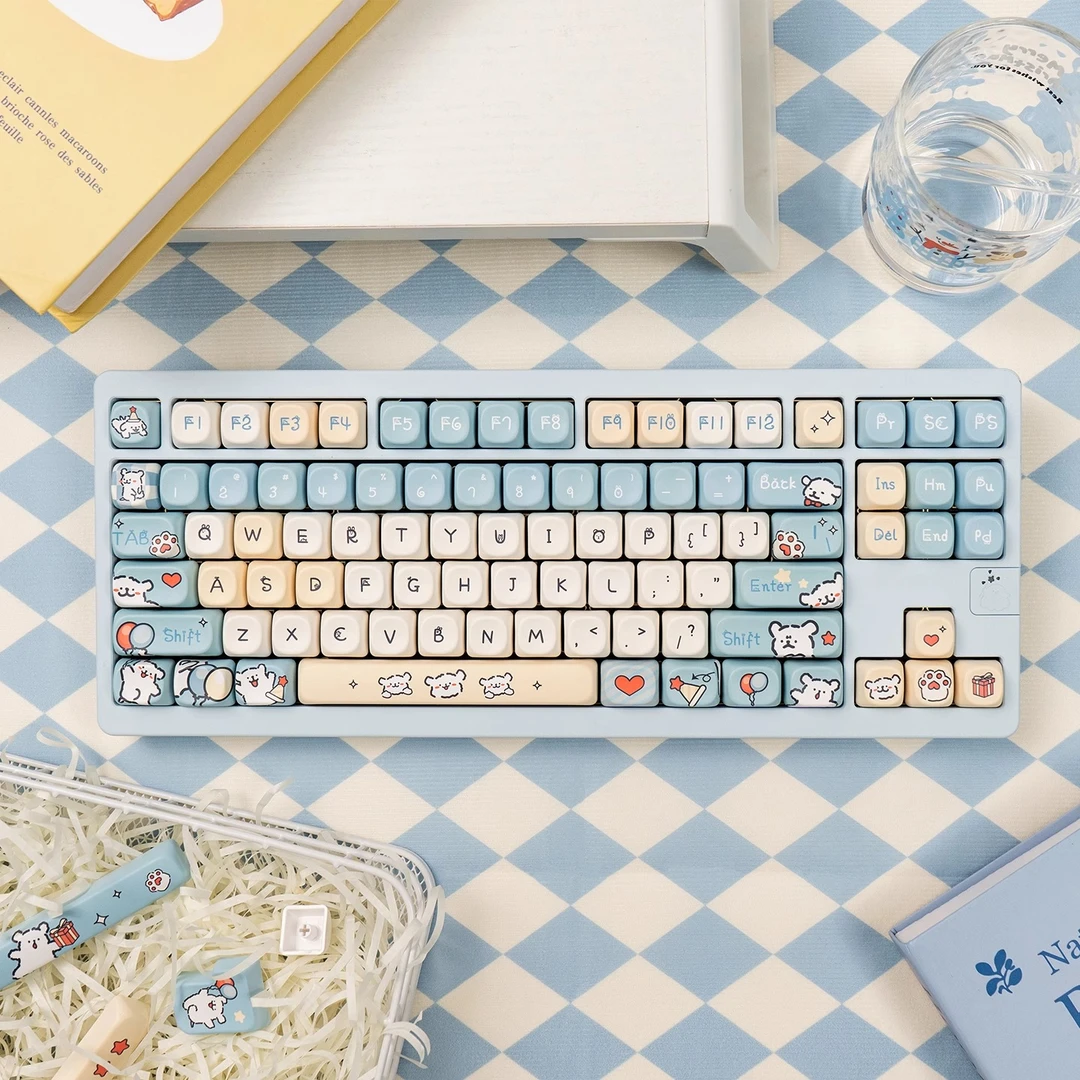 线条小狗机械键盘键帽可爱圆润PBT热升华客制化MOA高适配Wooting