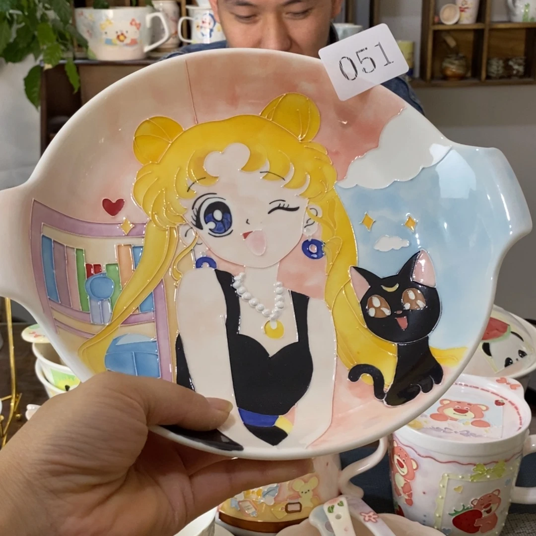 瓷片景德镇釉下彩手绘