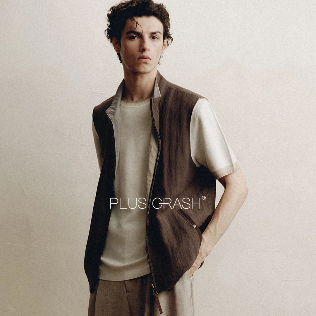 PLUS CRASH新款慵懒老钱风立领无袖马甲双面穿巴恩风老钱风男装