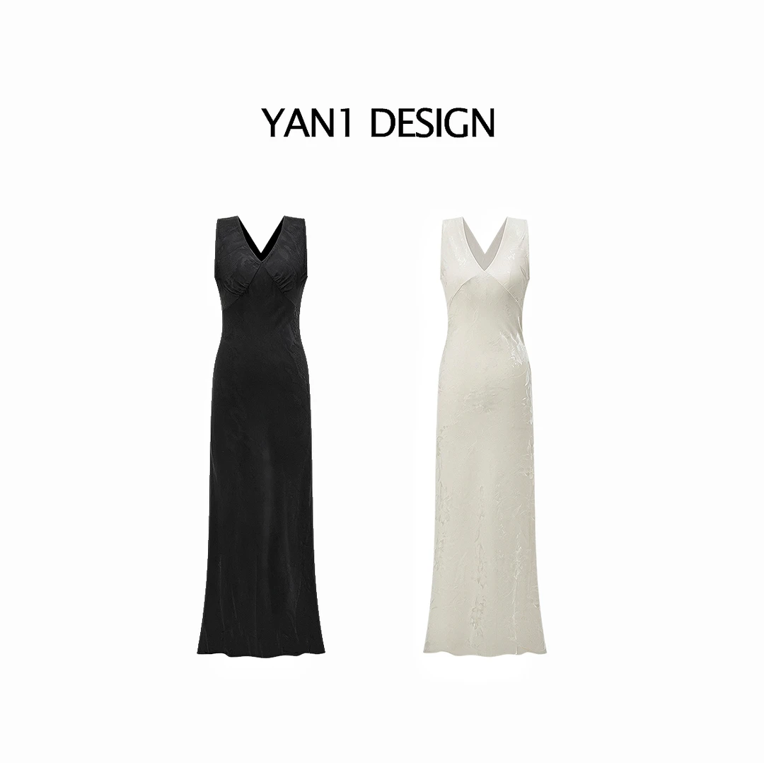 Yan1Design/妍妍【轻奢提花】夏季新品轻奢收腰提花吊带连衣裙