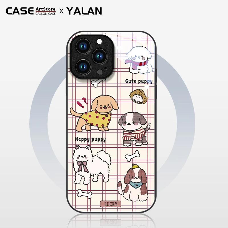适用苹果iphone16promax 创意鎏金手机壳15/14/13新款puppy狗创意